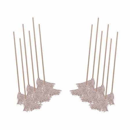 Boardwalk 50 in L Cut-End Mop Head, White, Cotton, PK12, BWKCD50016S BWKCD50016S